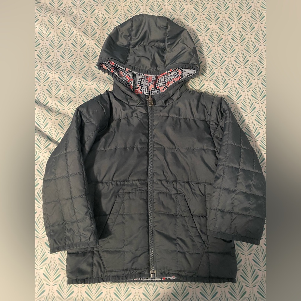 NIKE Toddler's Quilted Reversible Gray Hooded Puffer Jacket